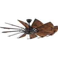 Progress Lighting Springer Collection 60-Inch 12-Blade Distressed Walnut Coastal Windmill Ceiling Fan, Bronze