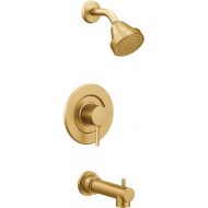 Moen Align Brushed Gold Posi-Temp Pressure Balancing Modern Tub and Shower Trim Kit Featuring Shower Head, Lever Handle and Tub Spout (Valve Required), T2193BG