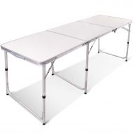 Camco REDCAMP Aluminum Folding Table 2/3/4/6 Foot, Adjustable Height Portable Camping Table, Sturdy Lightweight 24/36/48/72 Camp Table
