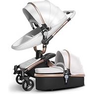 SpringBuds Baby Stroller Bassinet Carriage Combo 360 Rotation 2-in-1 Shock-Resistant High Landscape Luxury Pram Infant Stroller for Newborn and Toddler (white1)