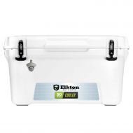 Elkton Outdoors Insulated 50 Quart Hunting and Fishing Cooler Ice Chest with Extra Wide Drain Plug, Freezer Gasket Seal, White