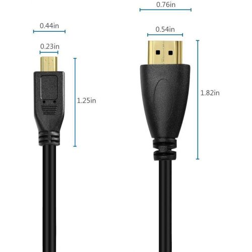  ABLEGRID 6ft Micro HDMI to HDMI 1080P AV HD TV Video Audio Cable Cord Lead Fits for GO Pro CHDHX-501 CHDHS-501 Action Camera