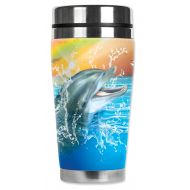 Mugzie 720-MAXDolphin Stainless Steel Travel Mug with Insulated Wetsuit Cover, 20 oz, Black