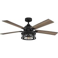 Parrot Uncle Ceiling Fan with Lights and Remote Farmhouse Black Ceiling Fan, 52 Inch