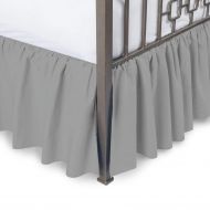 US Comfort Zone Dust Ruffle Bed Skirt Full Size 16 Inch Drop Luxurious Hotel Collection 600 Thread Count 100% Egyptian Cotton Hypoallergenic DecorativeSilver Gray Solid