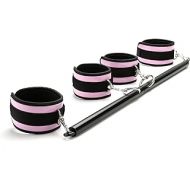 Sovyime Silver Expandable Pilates Spreader Bar Set with 4 Grey Adjustable Straps Kit Sports Aid Training Yoga Fitness Gear