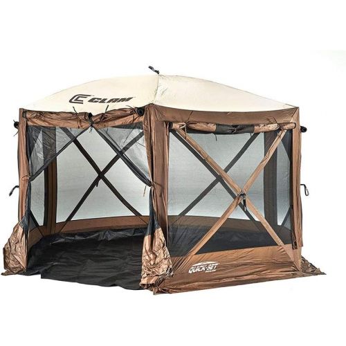  Clam Quick-Set Pavilion Camper 10 x 10 Ft 8 Person Outdoor Tent, Brown (2 Pack)
