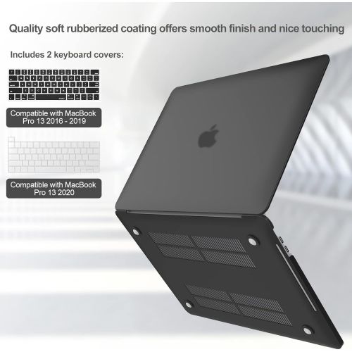  [아마존베스트]ProCase MacBook Pro 13 Case 2019 2018 2017 2016 Release A2159 A1989 A1706 A1708, Hard Case Shell Cover and Keyboard Skin Cover for MacBook Pro 13 Inch with/Without Touch Bar Black