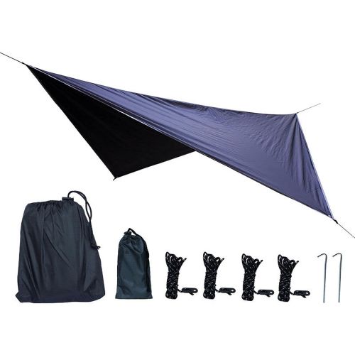  TAHUAON Camping Tarp Waterproof Rain Fly Tent Shelter Essential Gear Sunshade Hiking Backpacking Outdoor Awning (Black)