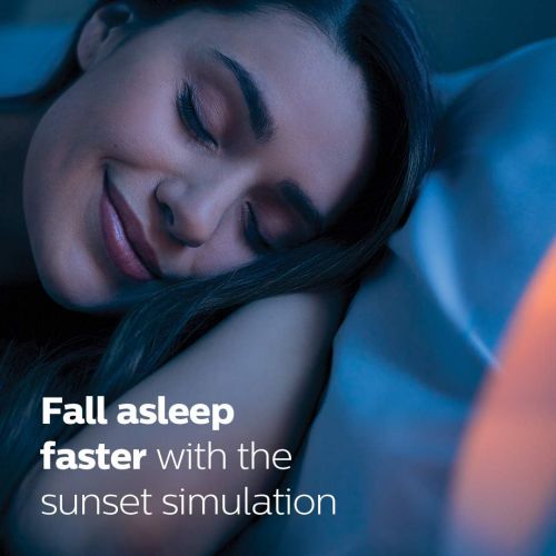 필립스 Philips SmartSleep Wake-up Light, Colored Sunrise and Sunset Simulation, 5 Natural Sounds, FM Radio & Reading Lamp, Tap Snooze, HF3520/60