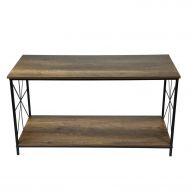 Adeco FT0198-2 Accent Storage, Wood Top Shelf with Sturdy Metal Frame, 24 Inches Height Coffee Tables Walnut