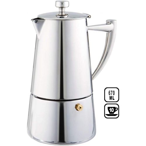  Cuisinox Roma 10-Cup Stainless Steel Stovetop Moka Espresso Maker