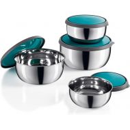 GOURMETmaxx Stainless Steel Bowl Set with Lid - 4 Piece Mixing Bowl and Salad Bowl Set (1600, 1200, 750, 450 ml) Food Storage Bowls
