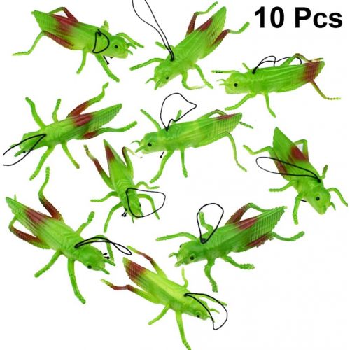  Toyvian 10pcs Plastic Grasshoppers Insect Figures Toys Fake Bugs Green for Insect Themed Party Children