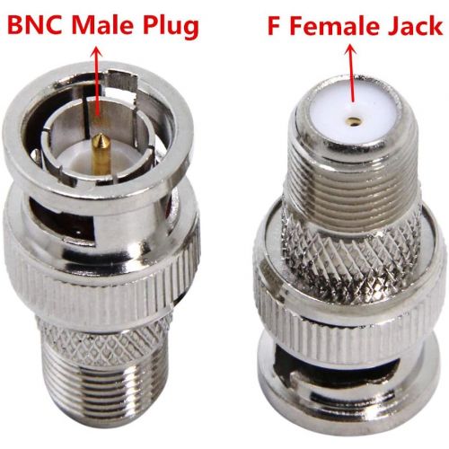  F to BNC Connector, 2-Pack RFAdapter BNC Male Plug to F Female Jack Coax Adapter 75 Ohm, RG6, RG59 Connector for Scanner, Camera