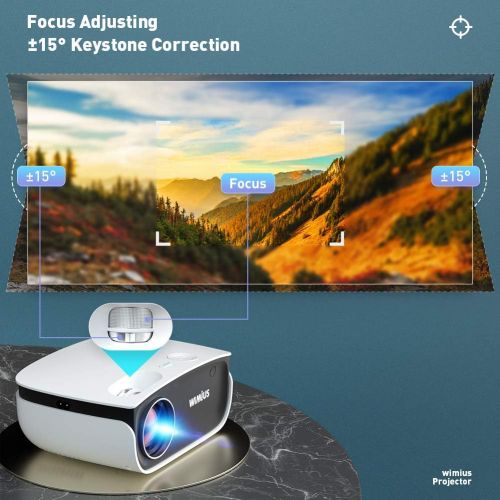  Wifi Bluetooth Projector Support 1080P Full HD Enhanced, 20%+ Brightness, WiMiUS S25 Mini Portable Outdoor Movie Projector w/ Wireless Mirroring & Airplay & Zoom 50%, for Fire TV S