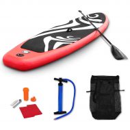 Gymax Stand Up Paddle Board, 6 Thick Inflatable Surfboard SUP Board for Youth and Adult, with Adjustable Paddle, Removable Fin, Pump, Repair Kit, Carry Bag