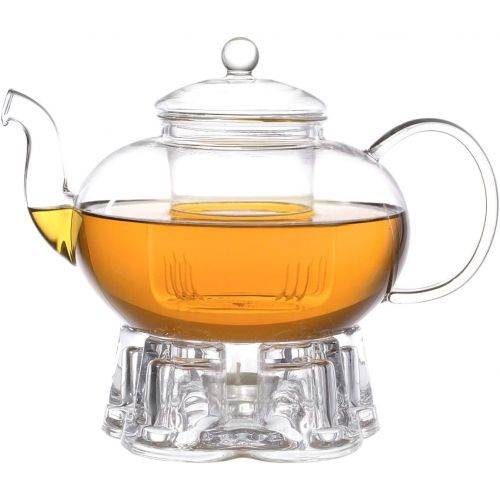  Aricola Teeset Melina 1,8 Liter. Glas-Teekanne 1,8 Liter mit Glassieb, 4 doppelwandige Teeglaser 360ml und Glasstoevchen