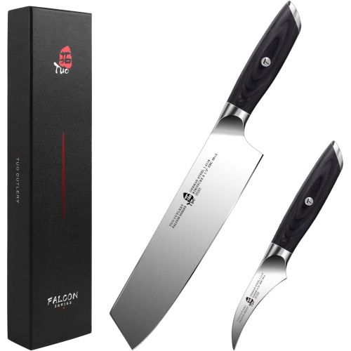  TUO Bird Beak Paring Knife 2.75 inch & Kiritsuke Knife 8.5 inch Japanese Chef Knife Fruit Peeling Knife German HC Steel with Pakkawood Handle Falcon Series Gift Box Included