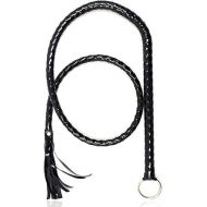CALIDAKA Faux Leather Black Whip Costume Whip Handmade Bullwhip, Whip Costume Accessory Horse Riding Crops Equestrianism Whips for Stage Performance Racing Cosplay Costume Accessories
