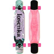 HLYT-Barstools Longboard Cruiser Freestyle Drop Through Skateboard Complete 47.2 inches Double Kick Trick Board for Beginners,Girls,Boys,Adults