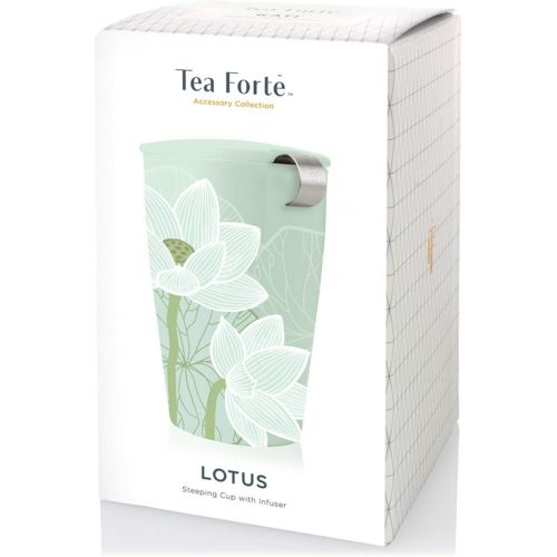  [아마존베스트]Tea Forte Kati Cup Ceramic Tea Infuser Cup with Infuser Basket and Lid for Steeping, Lotus