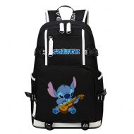 YOURNELO Boys Girls Stitch Travel Shoulder Bag Rucksack School Backpack Bookbag (Black 4)