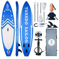 TUEXDO SAILOR TS Inflatable 11×32×6 SUP with Kayak Conversion Kits Everything Included with Stand Up Paddle Board, Adj 2 in 1 Paddle, Kayak seat,Double Action Pump, ISUP Backpack, Leash,Waterpro