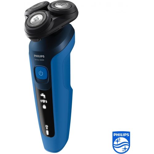 필립스 Philips Series 5000 Electric Wet and Dry Shaver S5466/18, Powerful & Gentle Shave, SteelPrecision Clipper System, Flexible 360° Shaving Heads, 60 Minutes Run Time