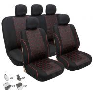 CARWORD Car Seat Covers Universal Full 9 Set Front & Rear Fit Auto Set with Airbag Compatible Black