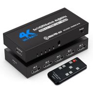 HDMI Switch with Remote 5 Port 4K 60Hz, NerdEthos 5 in 1 Out HDMI Switcher Hub Selector Box Supports Ultra HD Dolby Vision, High Speed (Max to 18.5Gbps), HDR10, HDMI 2.0 HDCP 2.2 &