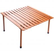 COSTWAY Costway Wood Roll Up Portable Table for Outdoor Camping, Picnics, Beach w/Carrying Bag