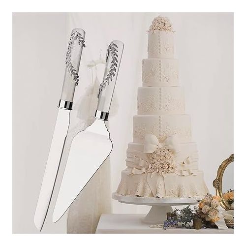  Wdding Cake Serving Set & Champagne Flutes Set of 2 for Wedding