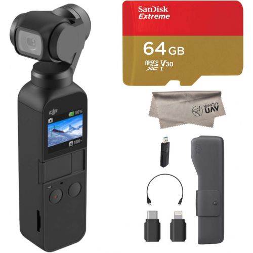 디제이아이 2019 DJI Osmo Pocket Handheld 3 Axis Gimbal with Integrated 4K Camera Bundle, Comes 128GB Extreme Micro SD