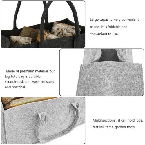 BESPORTBLE Firewood Bag Log Carrier Tote Holder with Handles for Camping Fireplace Wood Stove Accessories Random Color