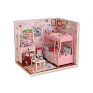 Kindlov Childrens Toys Educational Enlightenment 3D Puzzles Handmade Miniature Dollhouse DIY Kit Golden Years Dollhouses Accessories Dolls Houses with Furniture & LED Best Birthday Gifts f