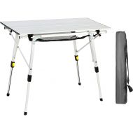 PORTAL Portable Folding Camping Table All Aluminum Ultra Lightweight Picnic Table 4 Adjustable Legs Roll Up Table Top with Mesh Layer for Beach Outdoor Travel