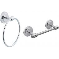 Moen DN0786CH Iso Towel Ring, Chrome with Moen DN0708CH Iso Pivoting Toilet Paper Holder, Chrome