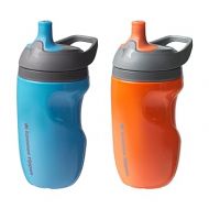 Tommee Tippee Insulated Sportee Bottle, 9oz, 12+ Months, Trainer Sippy Cup for Toddlers, Spill-Proof, Easy to Hold Handle, Orange & Blue, Pack of 2