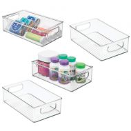MDesign mDesign Stackable Plastic Storage Organizer Container Bin with Handles for Bathroom - Holds Vitamins, Pills, Supplements, Essential Oils, Medical Supplies, First Aid Supplies - 3 H