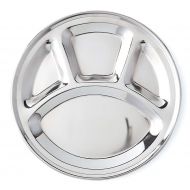 Whopper India Stainless Steel Plate: 12.5 Wide | Divided Plates | Kids Plates | Camping Plate | Reusable Plate | 4 Compartments