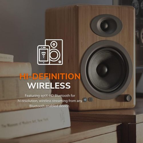  [아마존베스트]Audioengine A5+ Plus Wireless Speaker | Desktop Monitor Speakers | Home Music System aptX HD Bluetooth,150W Powered Bookshelf Stereo Speakers, AUX Audio, USB, RCA Inputs/Outputs, 2