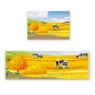 BMALL Kitchen Rug Mat Set of 2 Piece Autumn Farmland Harvest Scenery Golden Field Cow Blue Sky White Clouds Inside Outside Entrance Rugs Runner Rug Home Decor 23.6x35.4in+23.6x70.9
