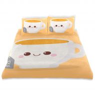 Embroidered senya 3 Pieces Duvet Cover Cartoon Cup Soft Warm Twin Bedding Set Quilt Bed Covers for Kids Boys Girls