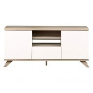South Shore 12163 Cinati TV Stand with Drawer and Doors, Soft Elm and Pure White