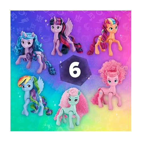 마이 리틀 포니 My Little Pony Dolls Rainbow Celebration, 6 Pony Figure Set, 5.5-Inch Dolls, Toys for 3 Year Old Girls and Boys, Unicorn Toys (Amazon Exclusive)