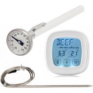 Probe Digital Food Meat Instant Read Thermometer Kit with Touchscreen & Timer Mode for Kitchen Cooking BBQ Grill Oven Smoker