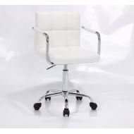 Jersey seating PU Leather Hydraulic Lift Adjustable Height Swivel Office Desk Chair White (1013-5)