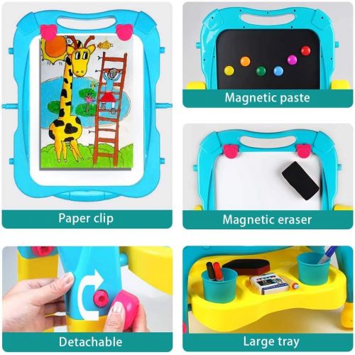  [아마존베스트]Tomons Art Easel for Kids, Double-Sided Magnetic Dry Erase Board and Chalk Board Adjustable Standing Kids Easel for Toddlers Boys and Girls