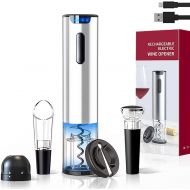 Electric Wine Bottle Opener Set, HOORAY4U , Rechargeable Automatic Corkscrew Opener, Wine Gift Set 5-in-1 Wine Accessories, Foil Cutter, Wine Vacuum Stopper, Champagne Stopper, Win